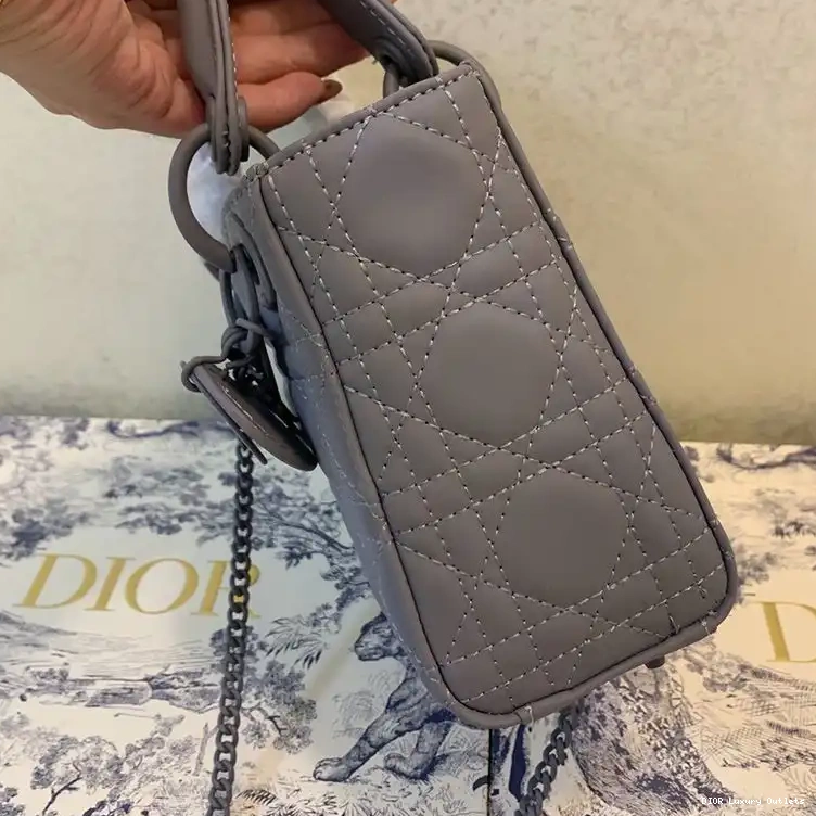 Cheap Grey Cannage Bag Ultramatte Calfskin Lady Dior Mini 0624 Luxury
